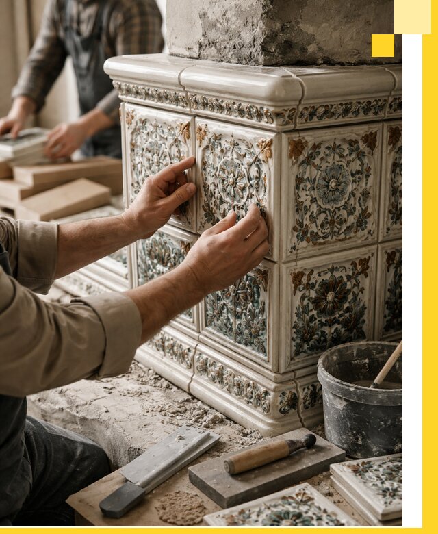 Изразцовые камины под ключ в Сарове: проект и монтаж