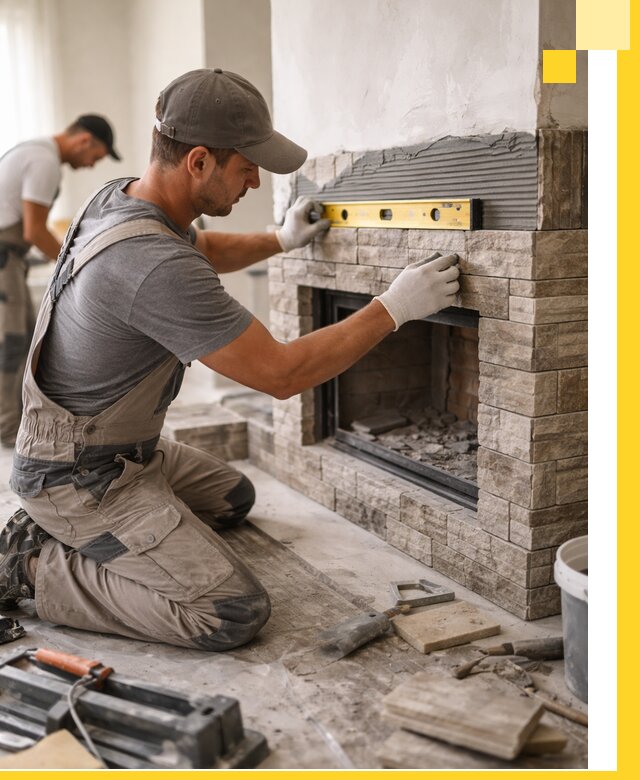 Облицовка каминов в Сарове, монтаж и отделка натуральным камнем