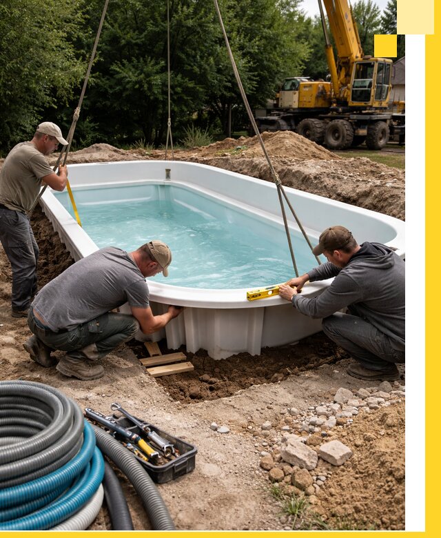 Установка и монтаж композитных бассейнов под ключ в Сарове