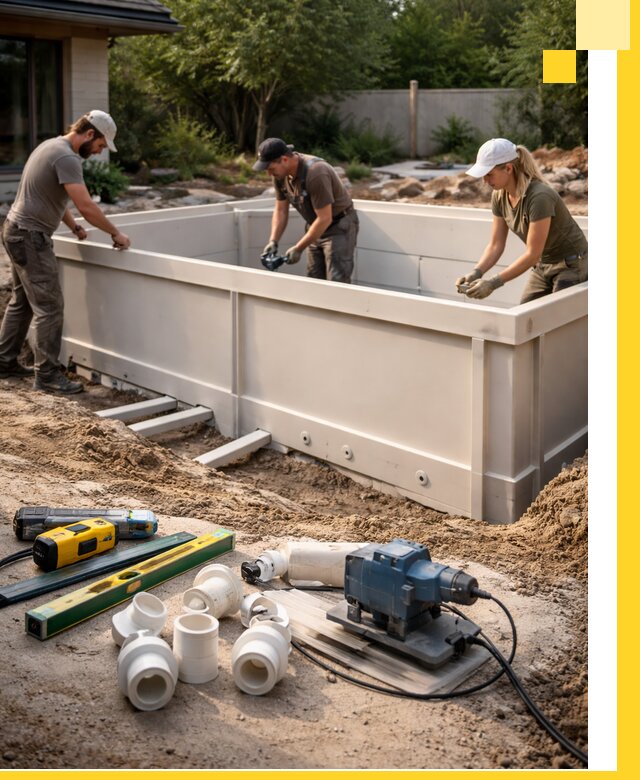 Установка полипропиленовых бассейнов под ключ в Сарове