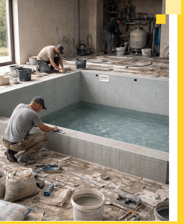 Строительство и монтаж бассейнов в помещении в Сарове