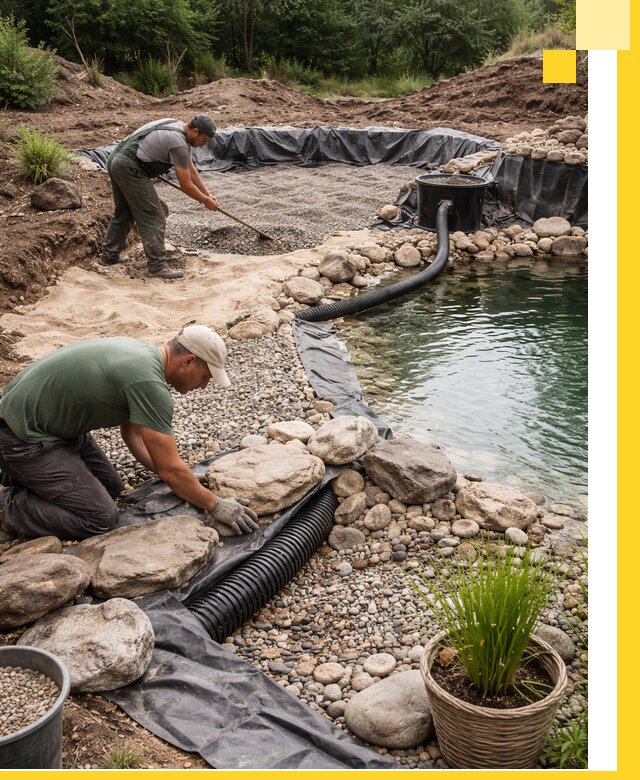 Строительство природных бассейнов и озер в Сарове под ключ