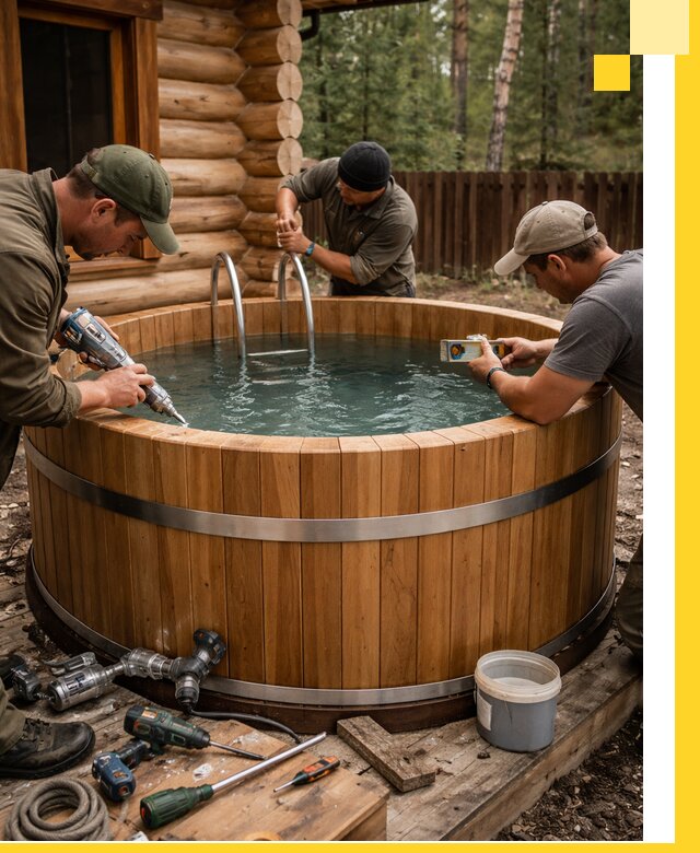 Строительство бань с купелью под ключ и отделкой в Сарове