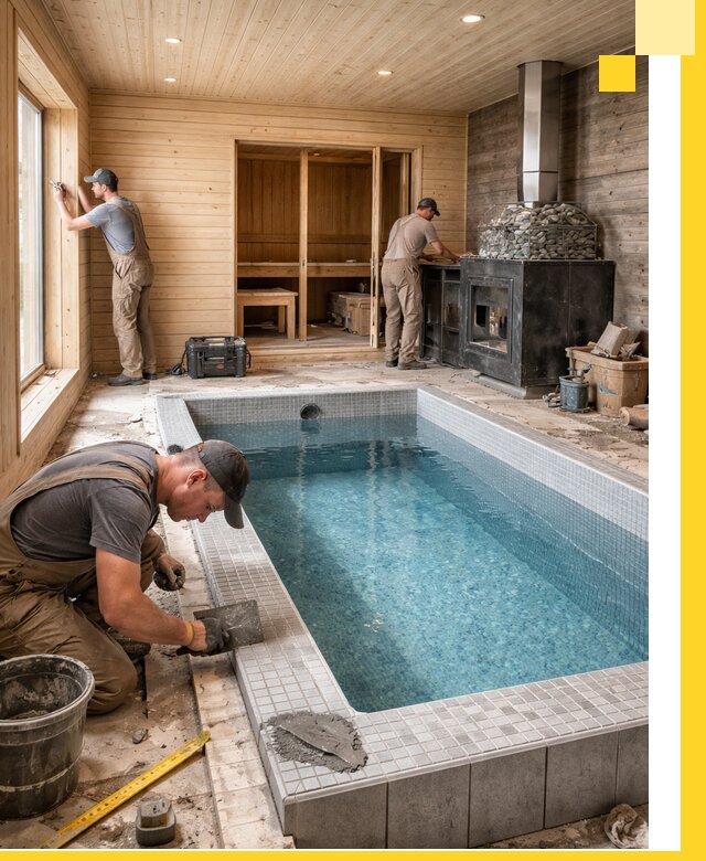 Проект бани с бассейном и сауной в Сарове под ключ